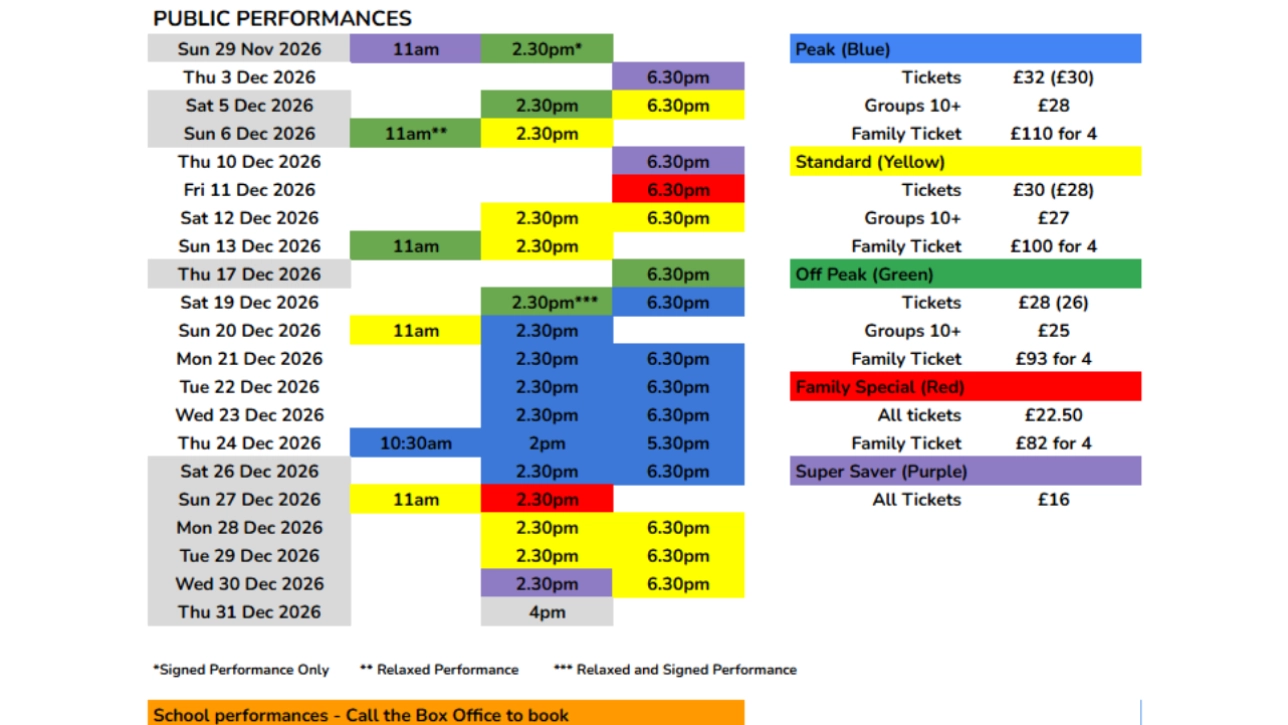 Pantomime Schedule