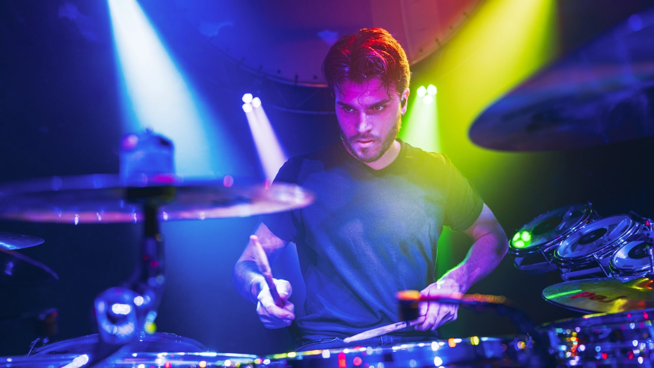 Close up of drummer