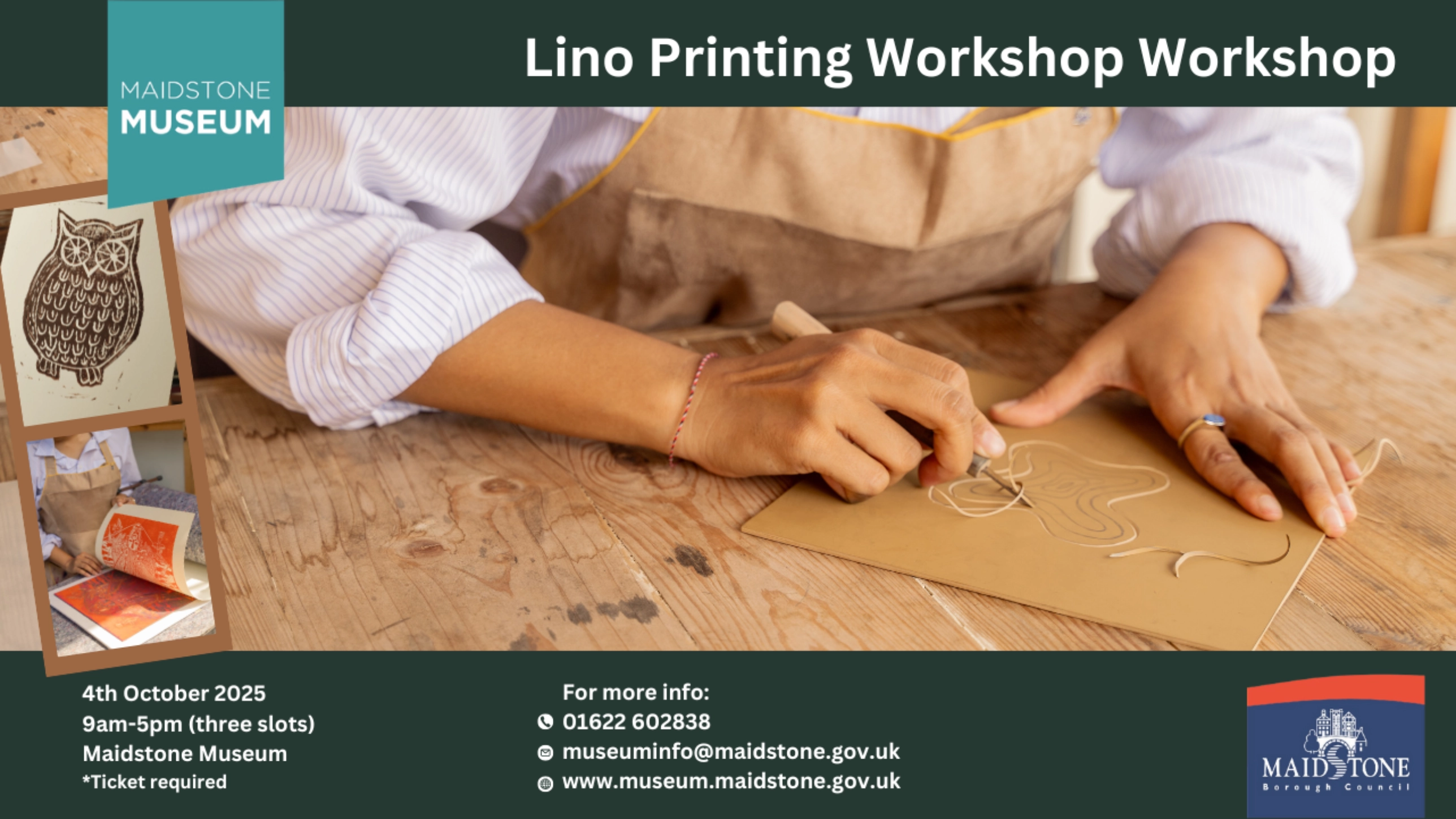 Maidstone Museum: Lino Printing Workshop with Mona Whitton	