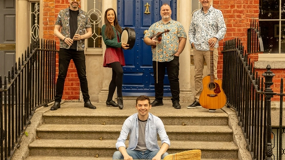 The Irish House Party band photo on steps 
